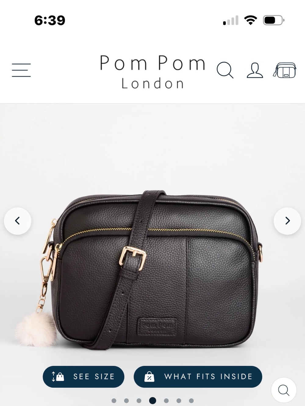 Pom Pom Original Plus Black Crossbody Bag with Gold Hardware